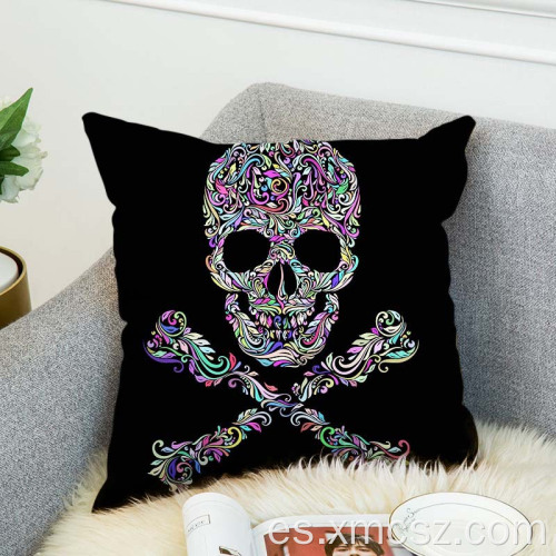 Funda de cojín de lona personalizada con estampado de calavera linda 18x18